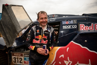 Ronan Chabot seen at the finish line of Dakar Rally in Valparaiso, Chile on January 18th, 2014