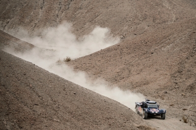Ronan Chabot (driver) and Gilles Pillot (co-driver) race during the 12th stage of Dakar Rally from El Salvador to La Serena, Chile on January 17th, 2014