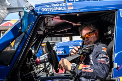 Carlos Sainz gets ready for the car testing prior Dakar Rally in Rosario, Argentina on January 3nd, 2014