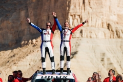 320 Chabot Ronan (fra), Pillot Gilles (fra), Toyota Hilux, Overdrive Toyota, Auto, Car, ambiance on the podium at the arrival of the Dakar 2020, in Qiddiya, Saudi Arabia, on January 17, 2020 - Photo Florent Gooden / DPPI