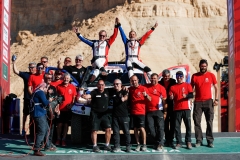 320 Chabot Ronan (fra), Pillot Gilles (fra), Toyota Hilux, Overdrive Toyota, Auto, Car, ambiance on the podium at the arrival of the Dakar 2020, in Qiddiya, Saudi Arabia, on January 17, 2020 - Photo Florent Gooden / DPPI